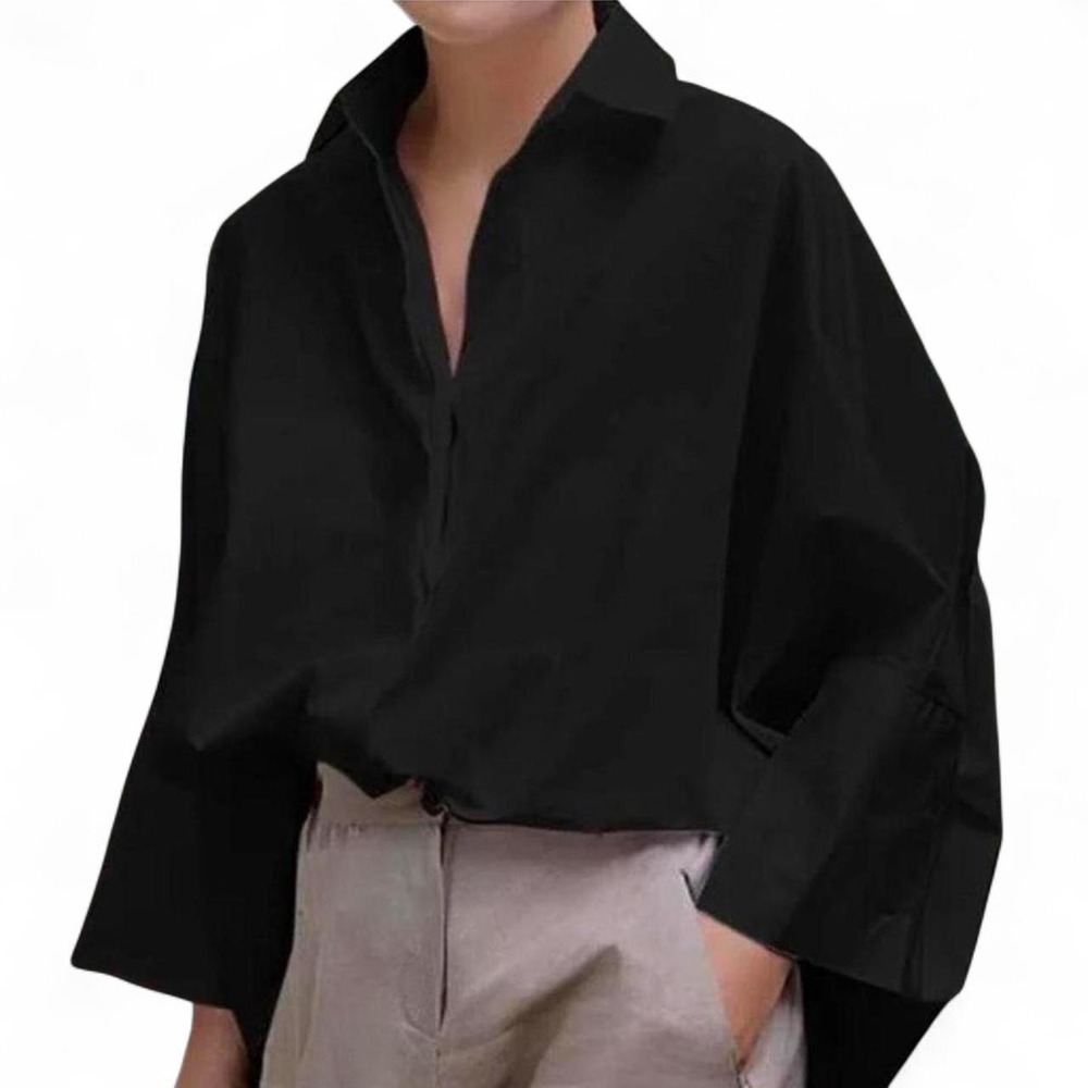 UOOZEE Women's Button Down Shirt Casual 3/4 Sleeve Loose Collared Work Blouse